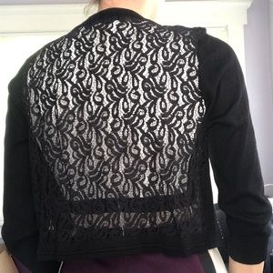 89th & Madison Lace Back Black Cardigan Medium